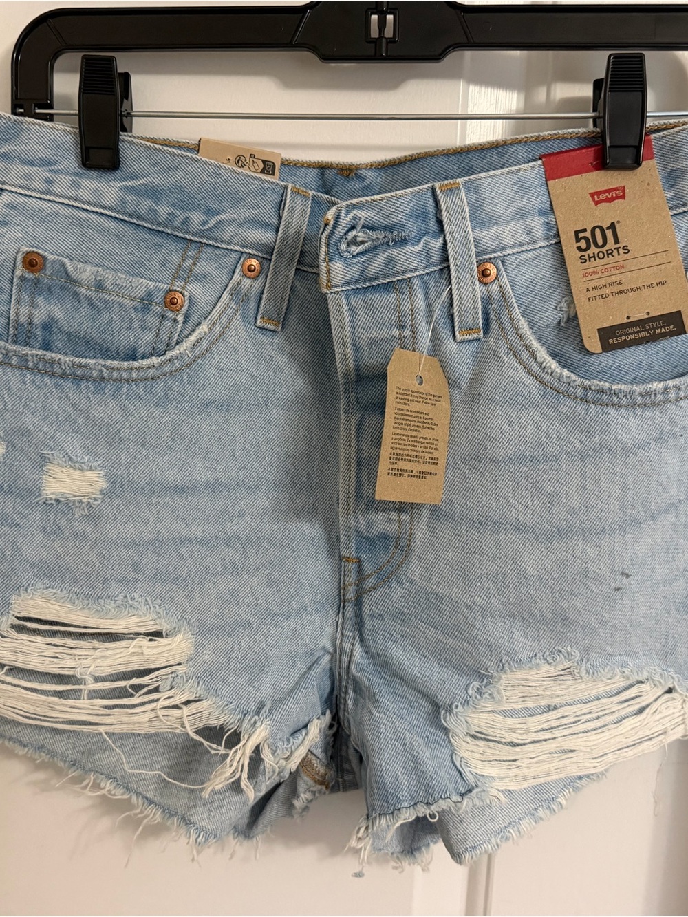 Levi's Light Blue Distressed 501 Cutoff Jean Shorts